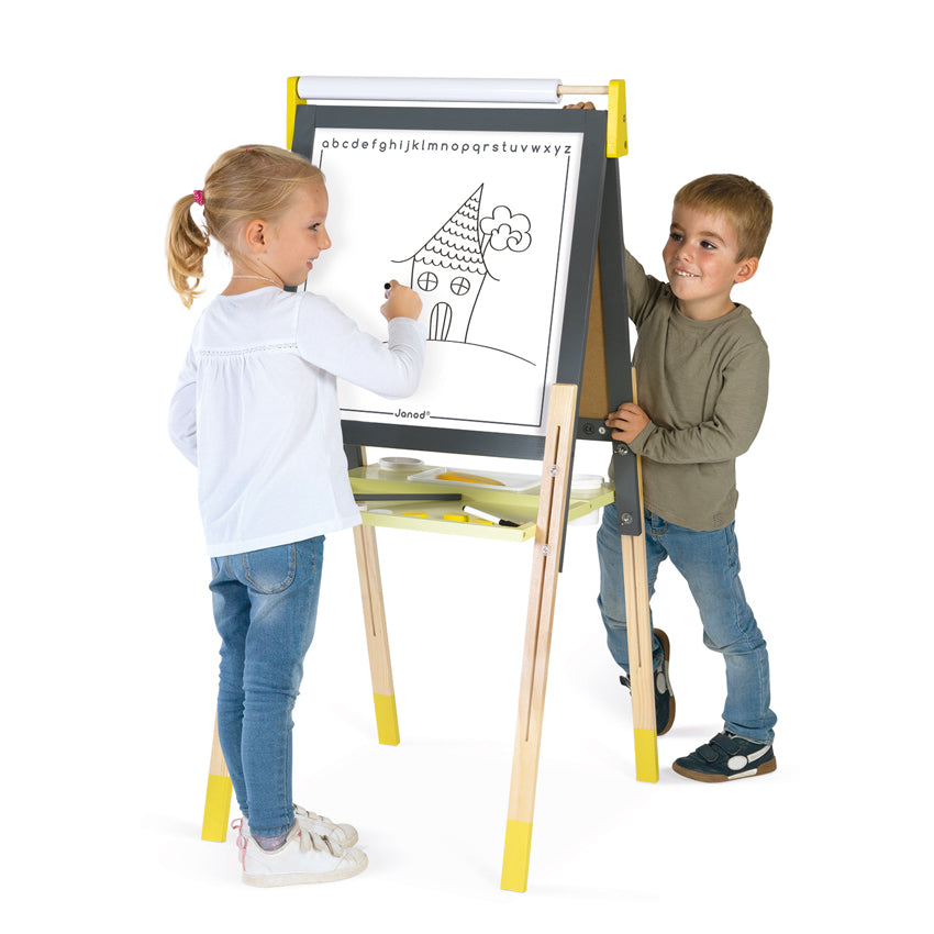 Janod - Height Adjustable Blackboard + Whiteboard (Grey)