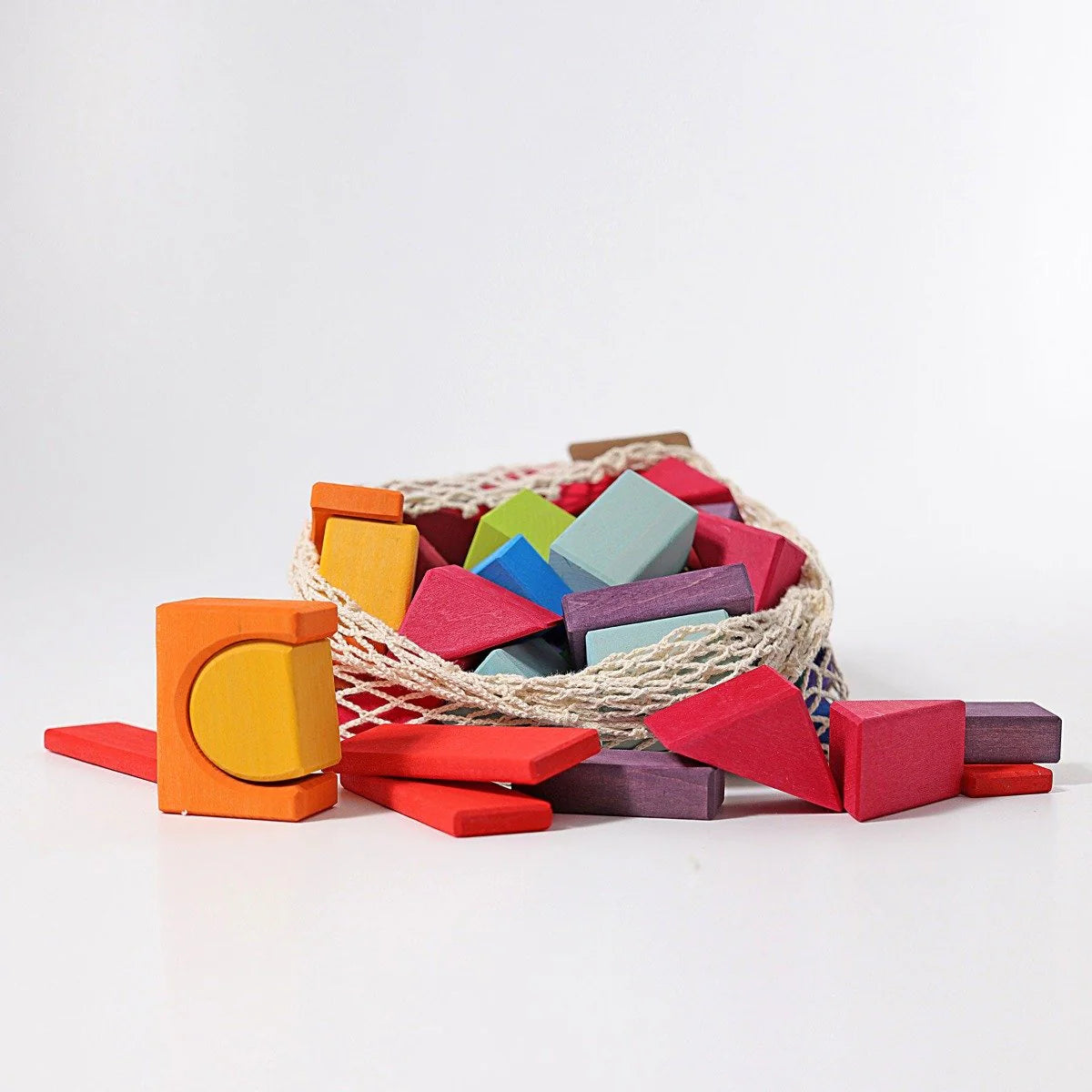 Grimm's Building Set - 60 Coloured Geometric Blocks