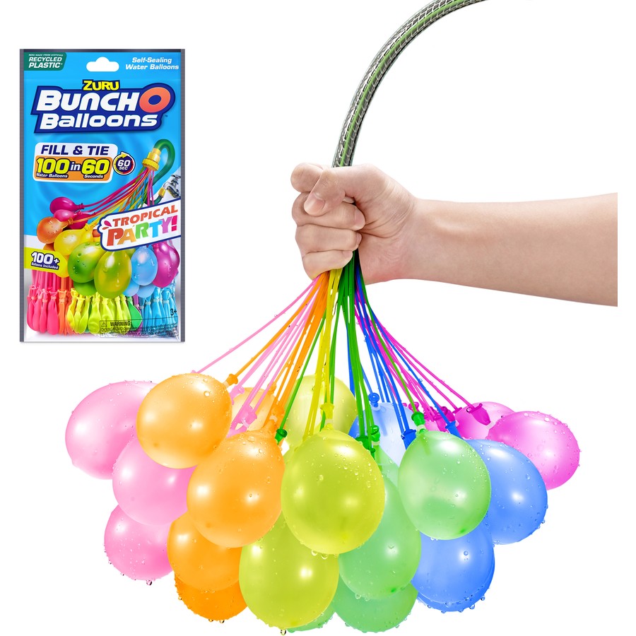 Zuru Bunch O Balloons Tropical Party 100+ Rapid-Filling Self-Sealing Water Balloons 3 Pack