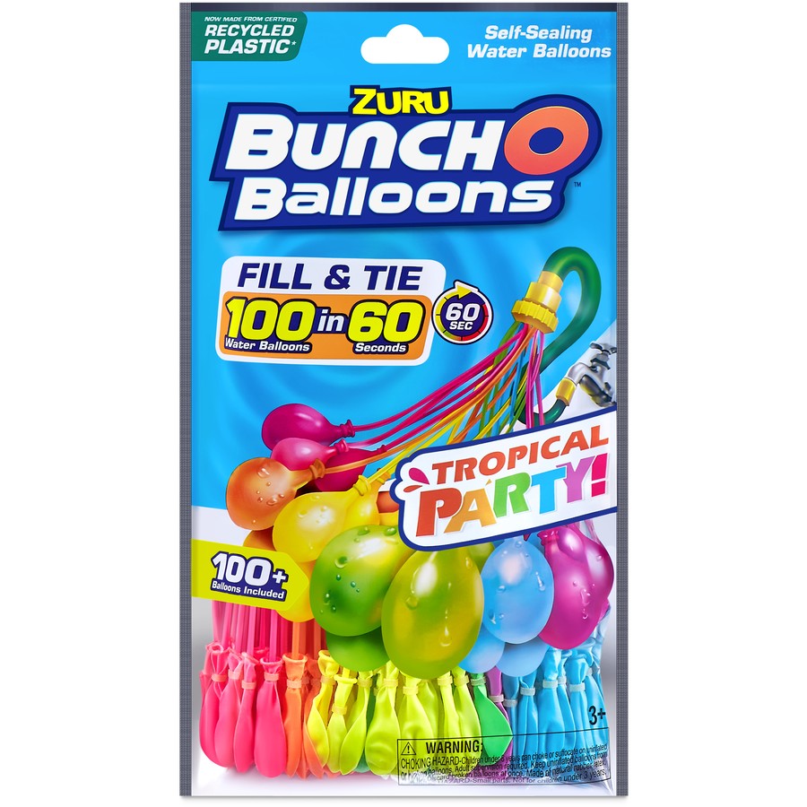 Zuru Bunch O Balloons Tropical Party 100+ Rapid-Filling Self-Sealing Water Balloons 3 Pack