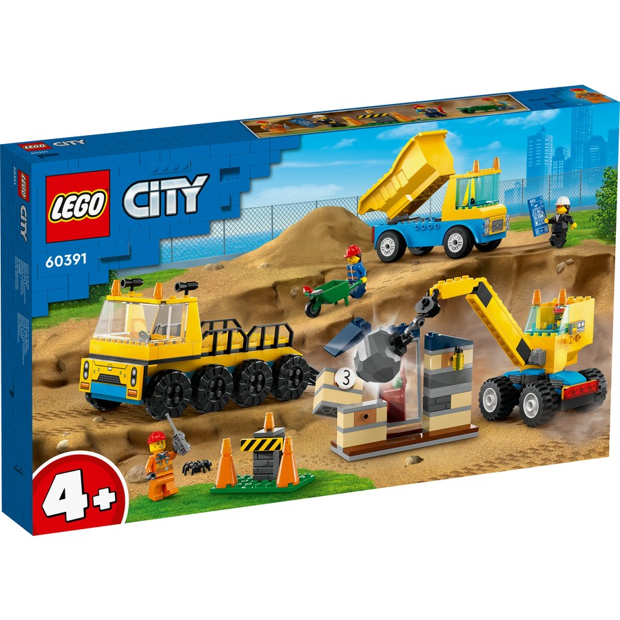 LEGO City Construction Trucks and Wrecking Ball Crane 60391