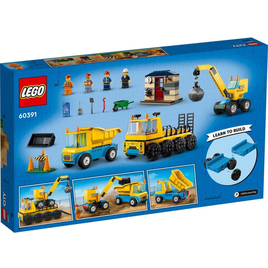 LEGO City Construction Trucks and Wrecking Ball Crane 60391