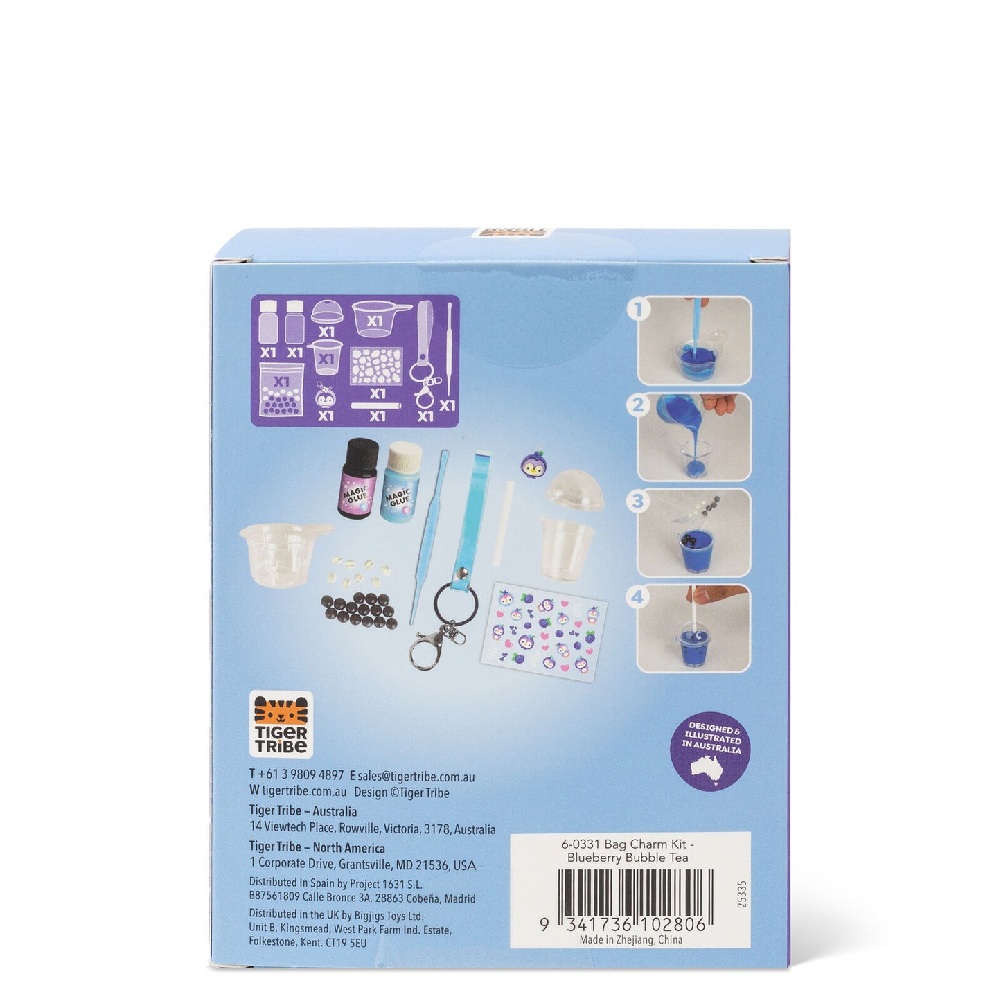 Tiger Tribe - Bag Charm Kit | Blueberry Bubble Tea