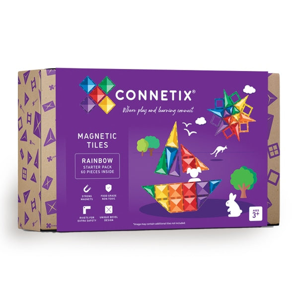 Connetix Tiles 60 Piece Rainbow Starter Pack