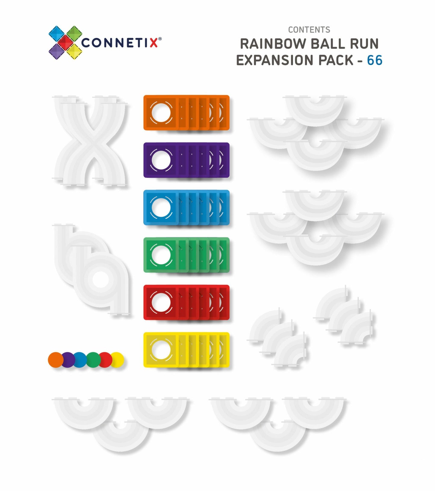Connetix Tiles 66 Piece Rainbow Ball Run Expansion Pack
