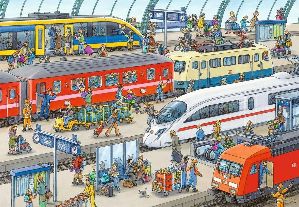 Ravensburger Busy Train Station Puzzle 2x24pc