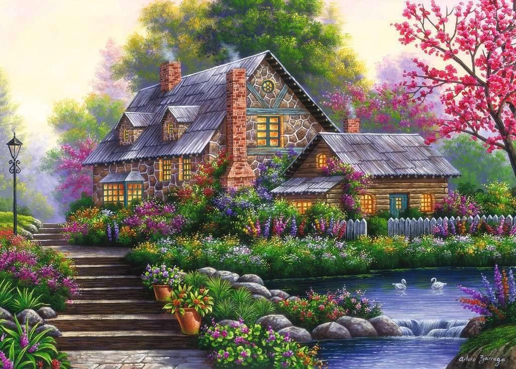 Ravensburger Puzzle Romantic Cottage 1000pc