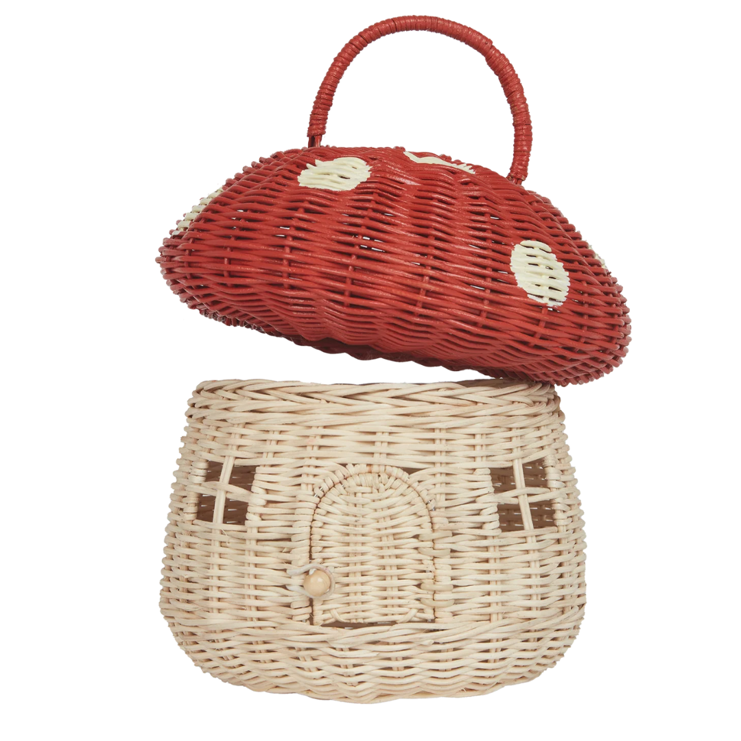 Olli Ella - Rattan Mushroom Basket - Red