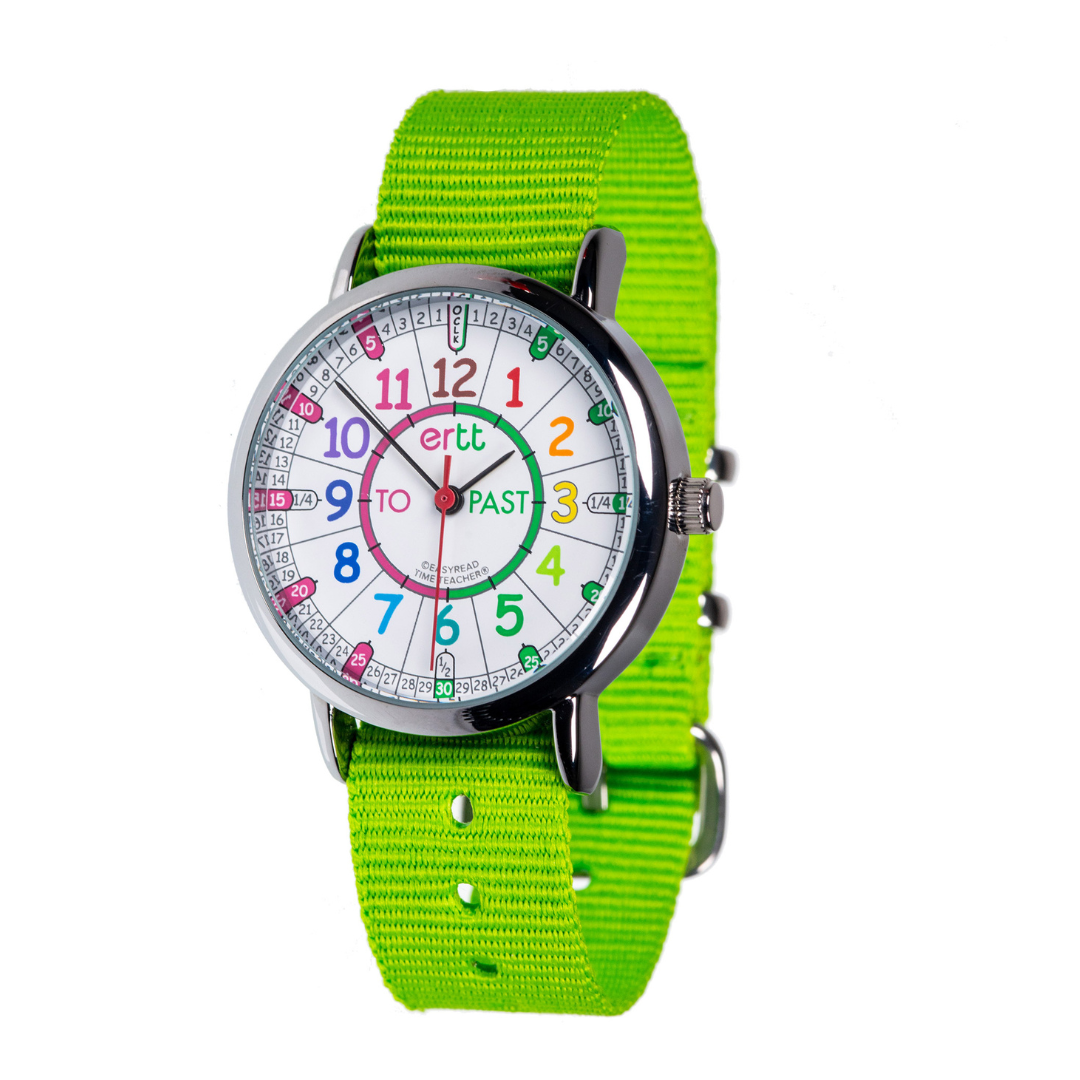Easy Read Time Teacher Watch Lime (Rainbow Face)