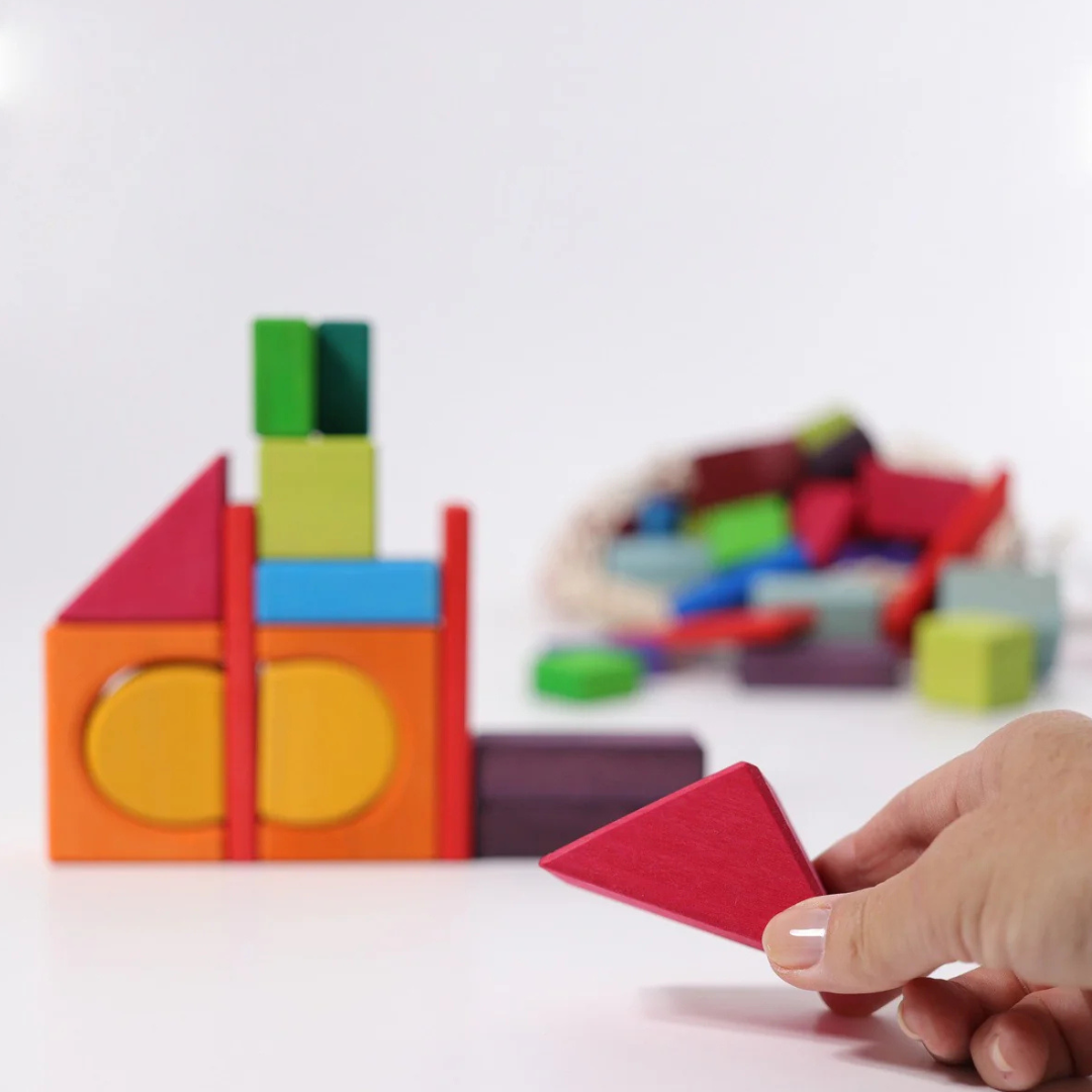 Grimm's Building Set - 60 Coloured Geometric Blocks