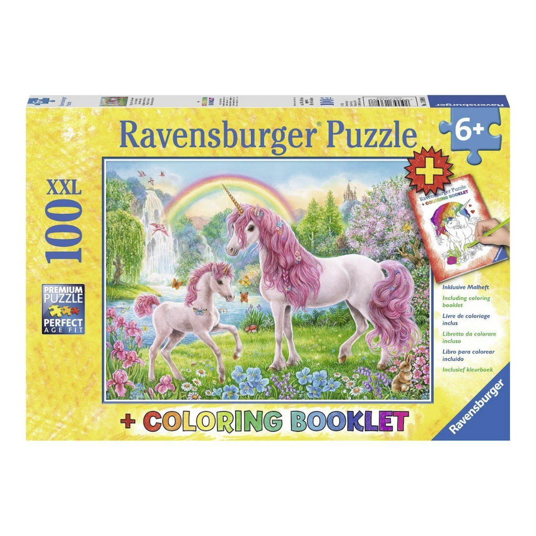 Ravensburger Magical Unicorns Puzzle + Colouring Booklet 100pc