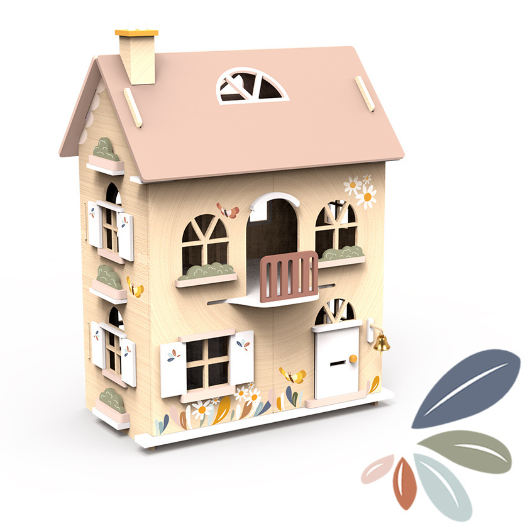 Speedy Monkey - Flower Cottage Doll House with Starter Furniture Set