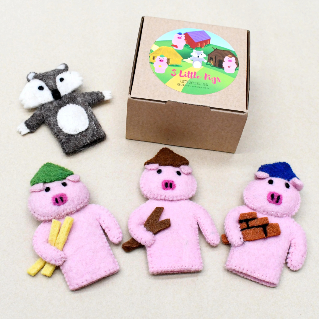 Tara Treasures - Three Little Pigs Finger Puppet Set