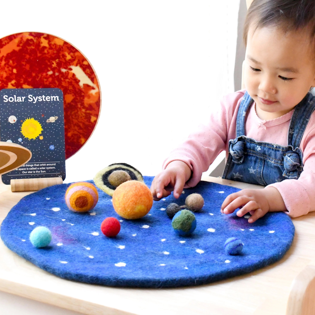Tara Treasures - Solar System Outer Space Play Mat with Felt Planets