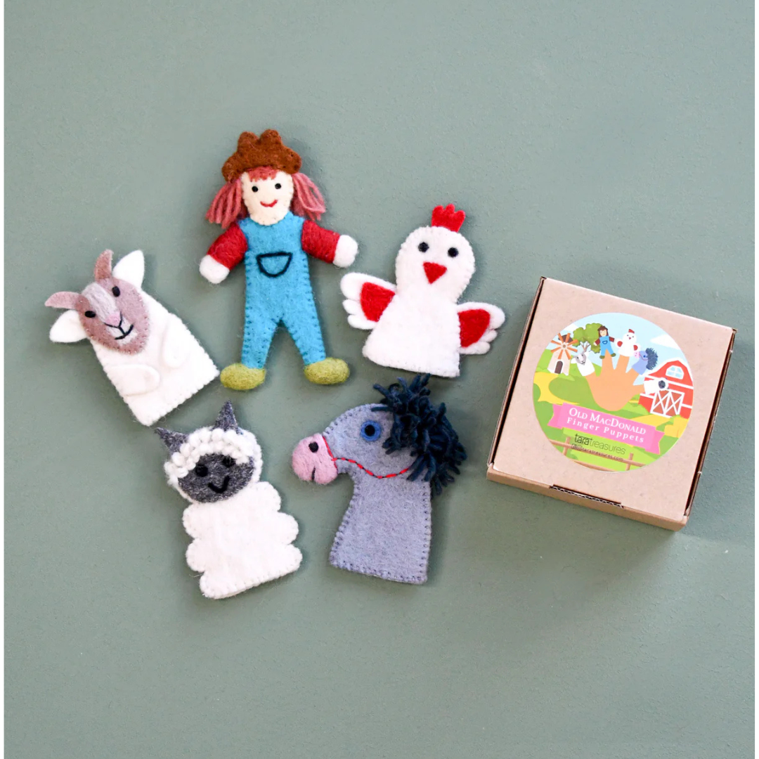 Tara Treasures - Old MacDonald Farm Animals Finger Puppet Set