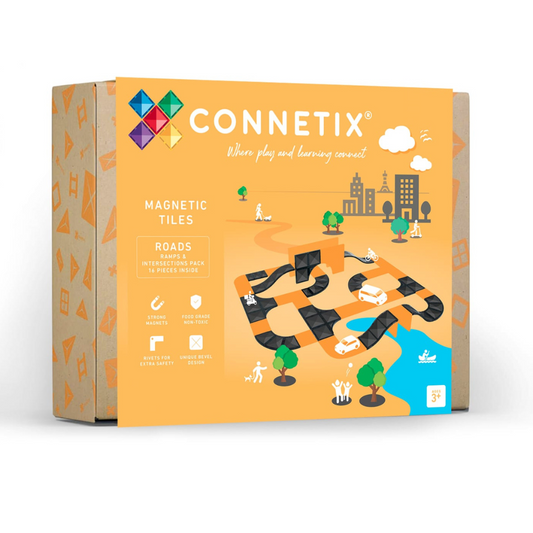 Connetix Tiles 16 Piece Ramps and Intersections Road Pack