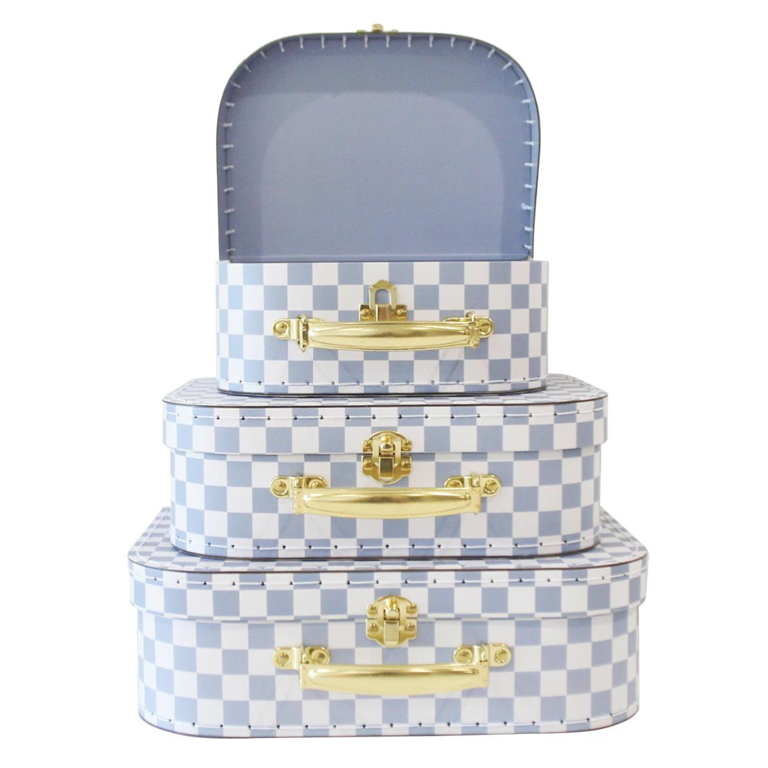 Alimrose Kids Carry Case 3pc Set - Blue Check