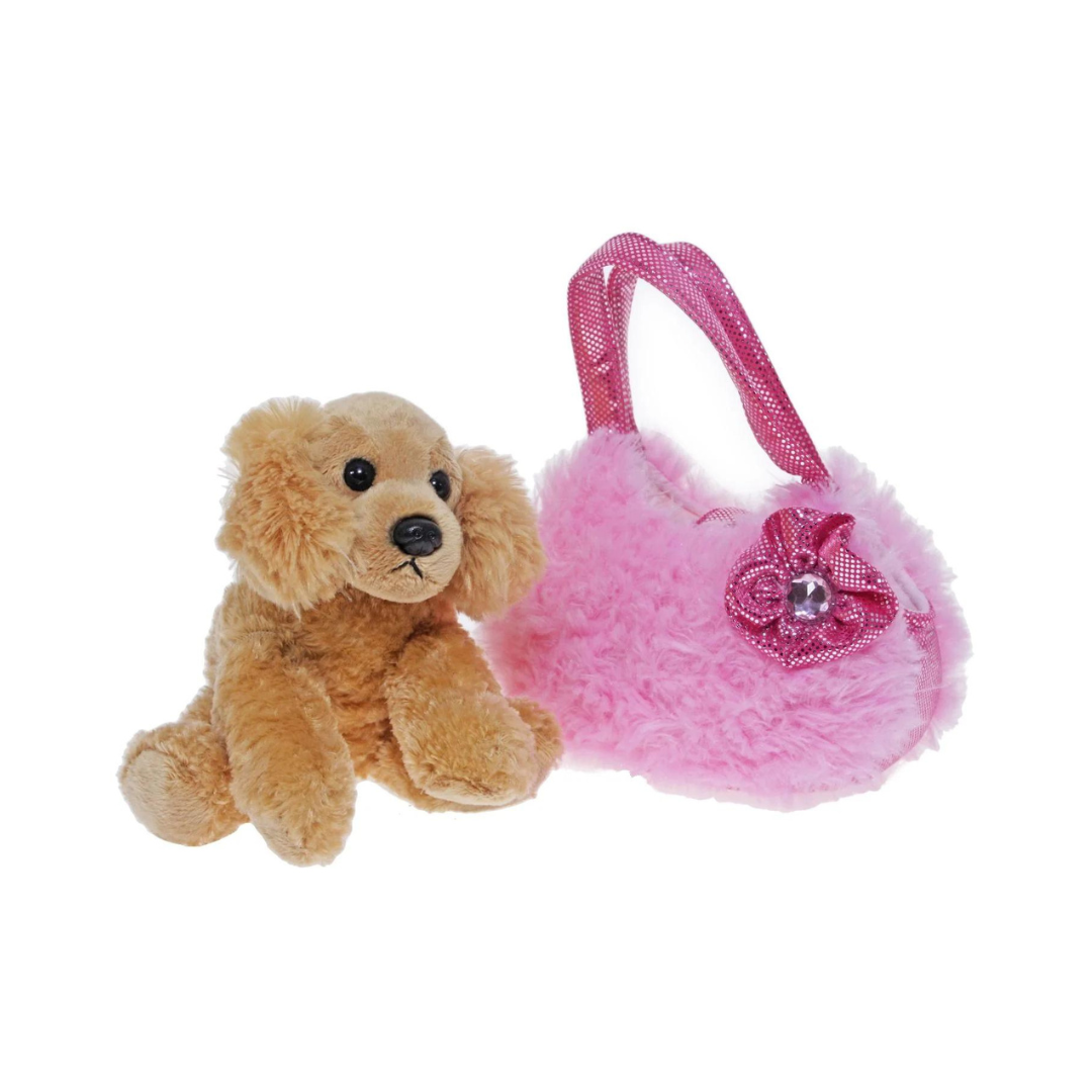 Cocker Spaniel in Pink Fluffy Bag