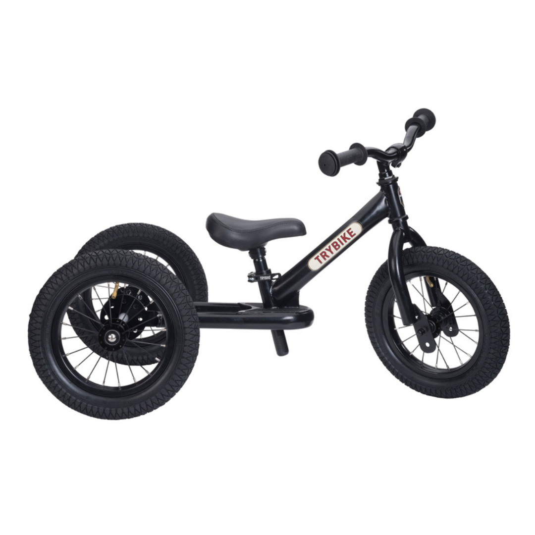 Trybike 2 In 1 Steel Balance Bike - Black