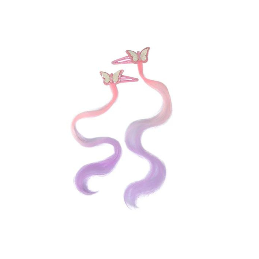Pink Poppy - Butterfly Hair Clips with Hair Extension