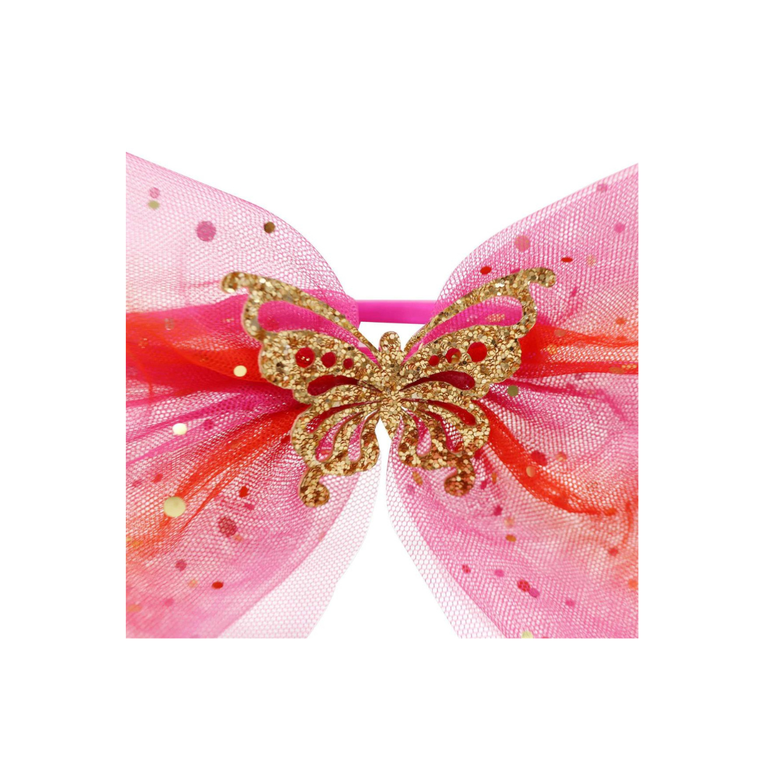 Pink Poppy - Butterfly Glitter Hot Pink & Gold Bow Headband