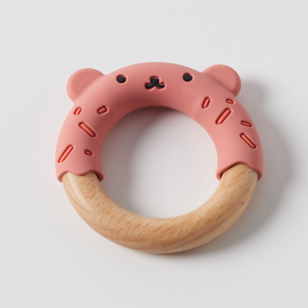 Jiggle & Giggle - Sprinkles Bear Silicone & Wood Teether