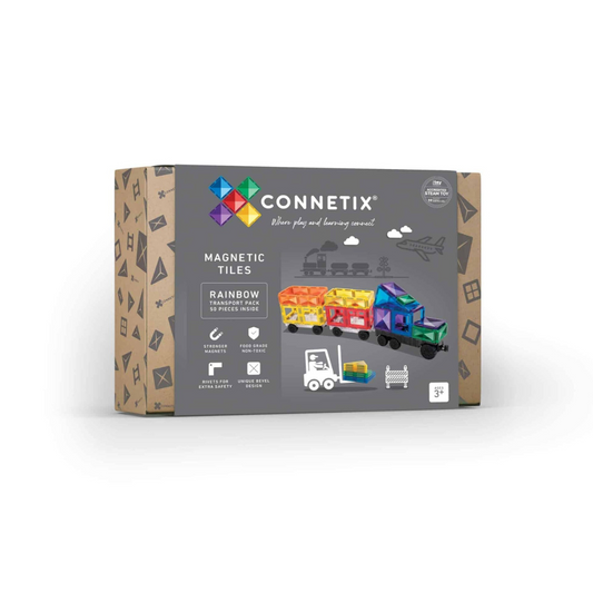 Connetix Tiles 50 Piece Rainbow Transport Pack