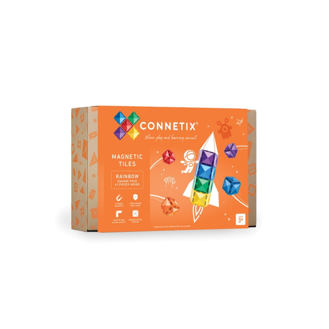 Connetix Tiles 42 Piece Rainbow Square Pack