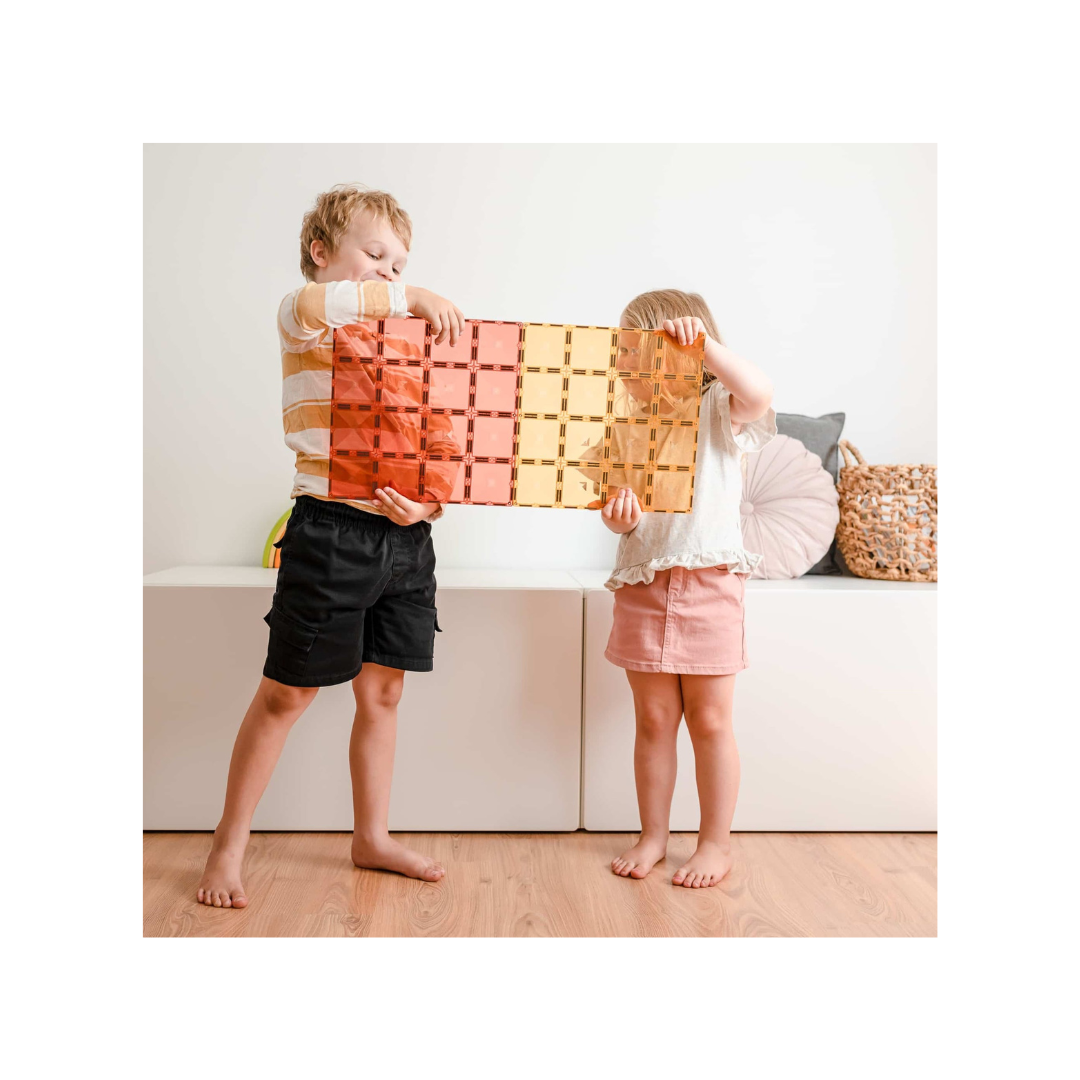 Connetix Tiles 2 Piece Pastel Lemon & Peach Base Plate Pack