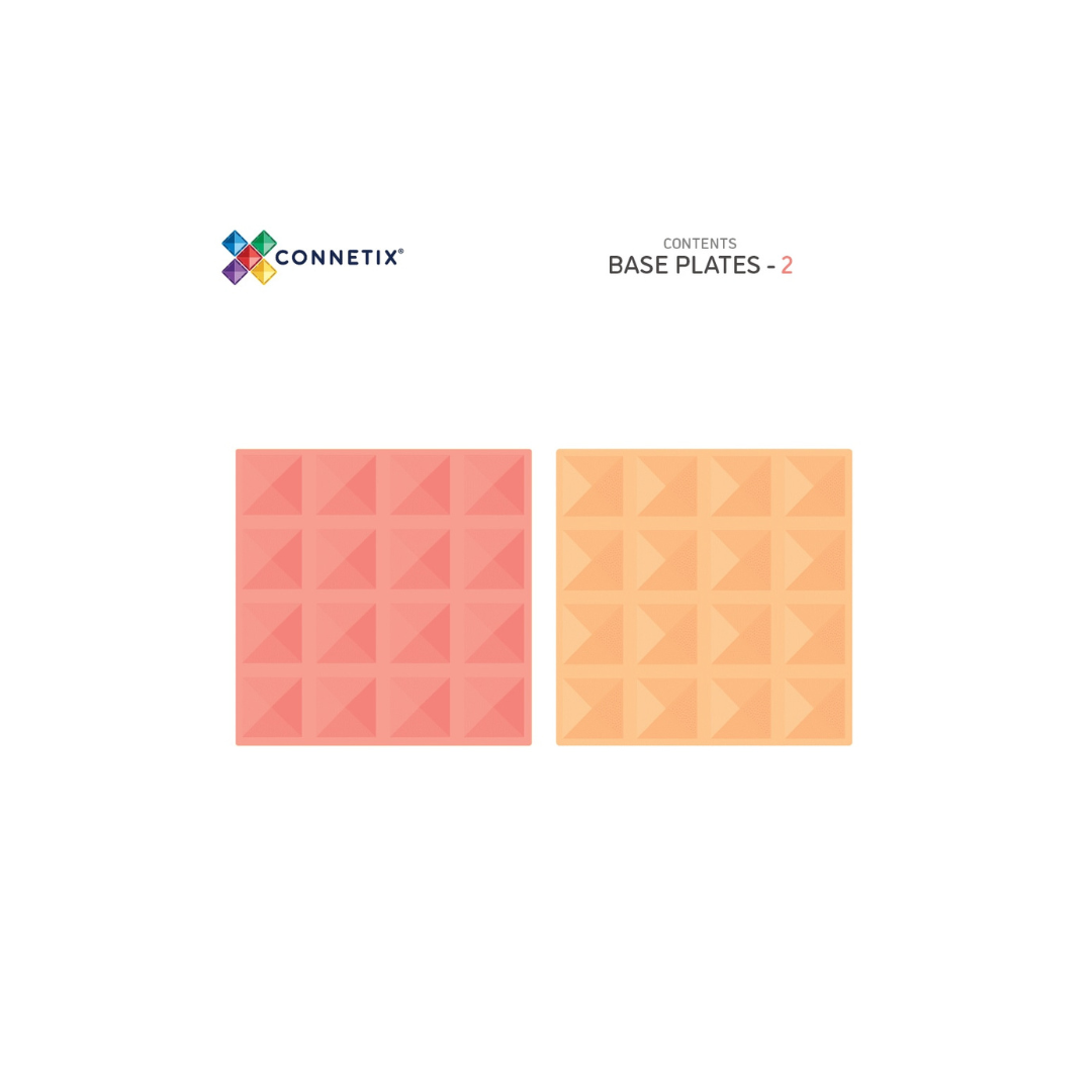 Connetix Tiles 2 Piece Pastel Lemon & Peach Base Plate Pack