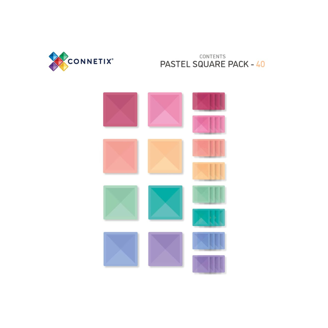 Connetix Tiles 40 Piece Pastel Square Pack