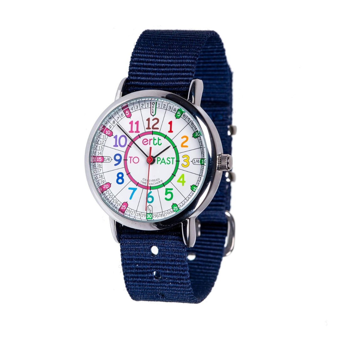 Easy Read Time Teacher Watch Navy Blue (rainbow face)