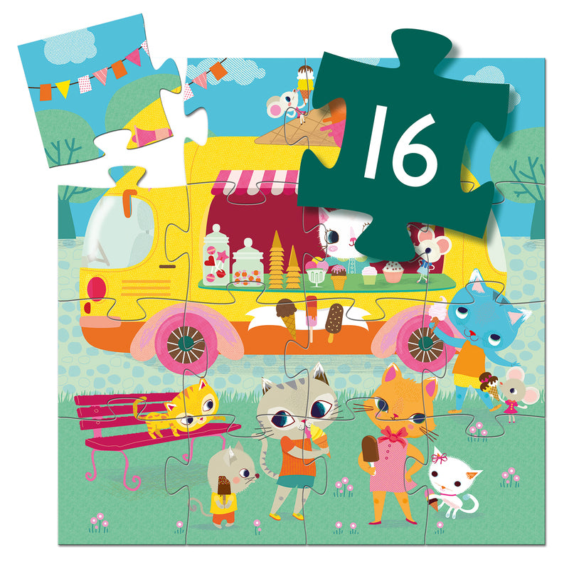 Djeco Ice Cream Truck Silhouette Puzzle 16 Piece