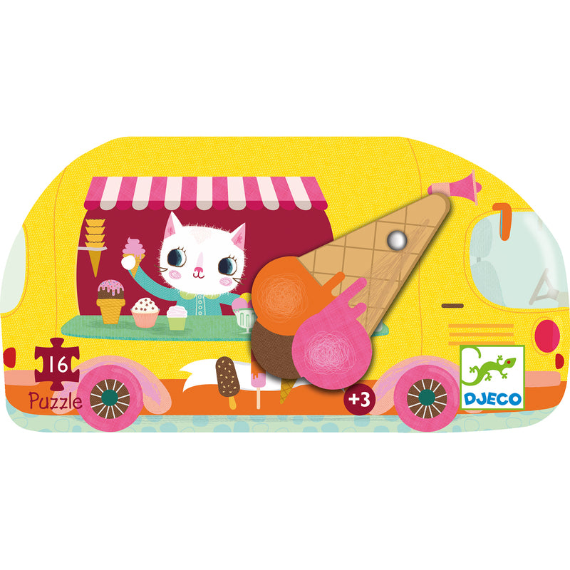 Djeco Ice Cream Truck Silhouette Puzzle 16 Piece