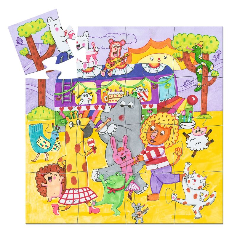 Djeco The Rainbow Bus Silhouette Puzzle 16 Piece