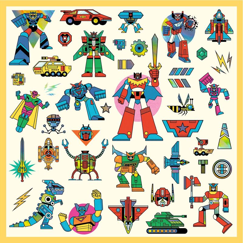 Djeco 160 Metallic Robot Stickers