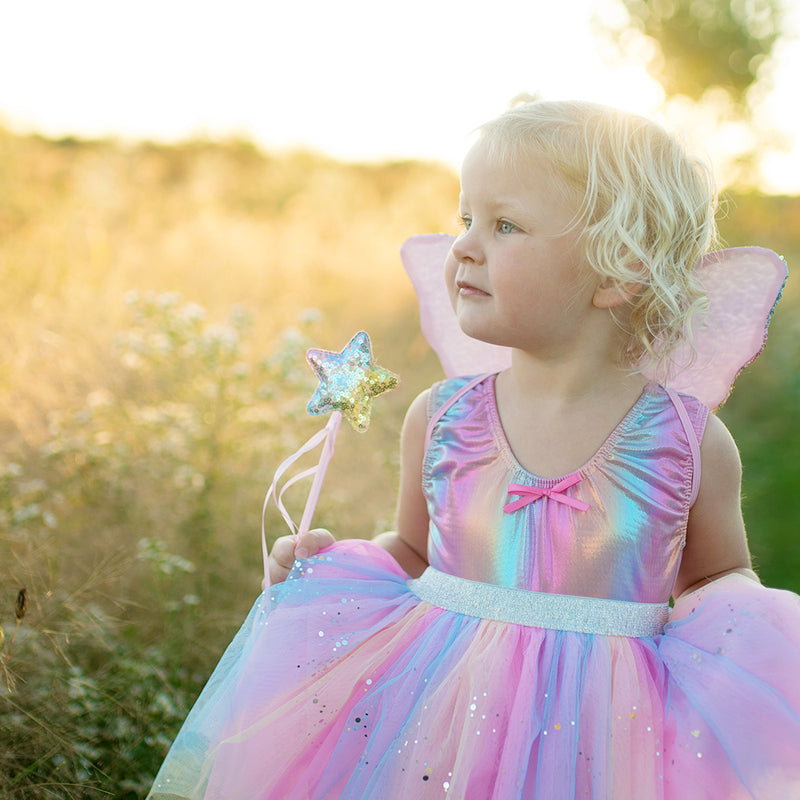 Great Pretenders - Rainbow Sequins Skirt with Wings & Wand Dress Up