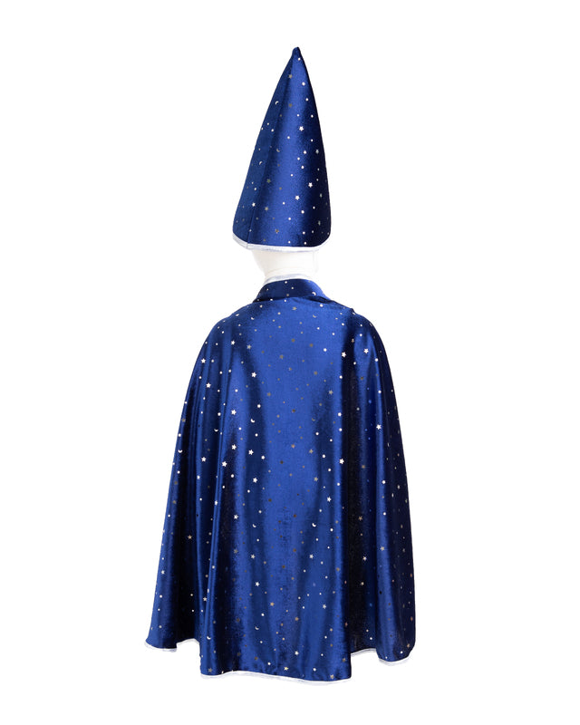 Great Pretenders - Blue and Silver Sparkle Wizard Cape and Hat Dress Up