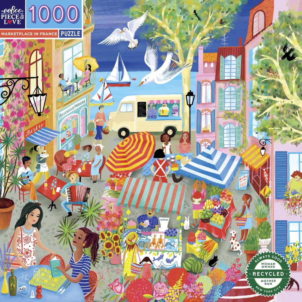 Eeboo Marketplace in France Puzzle 1000pc