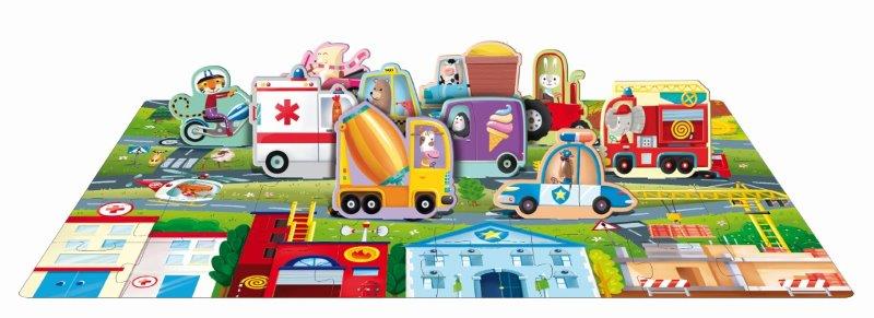 Sassi 3D Puzzle and Book Set - Learn Shapes with Vehicles