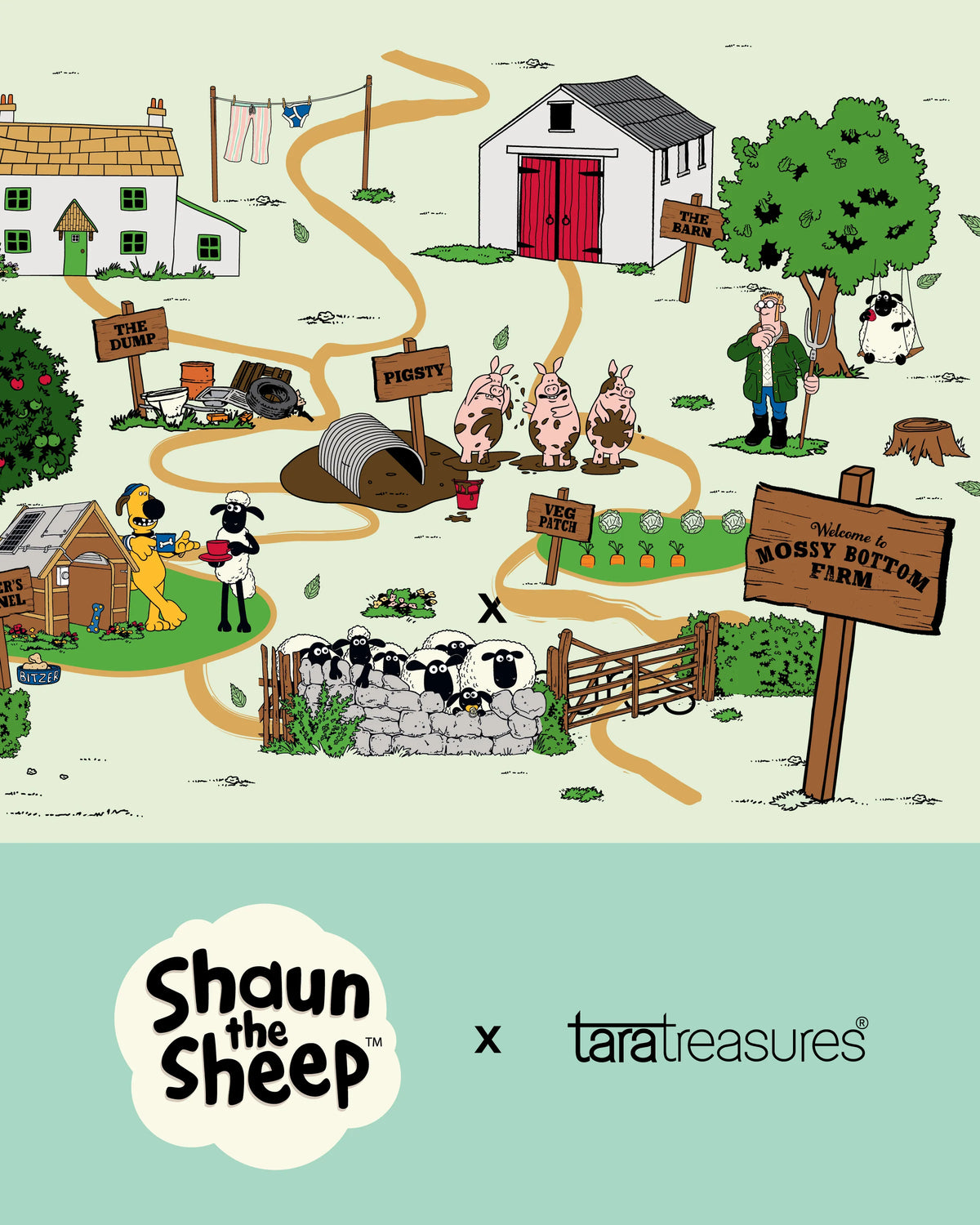 Tara Treasures - Shaun The Sheep | Mossy Bottom Farm Play Mat
