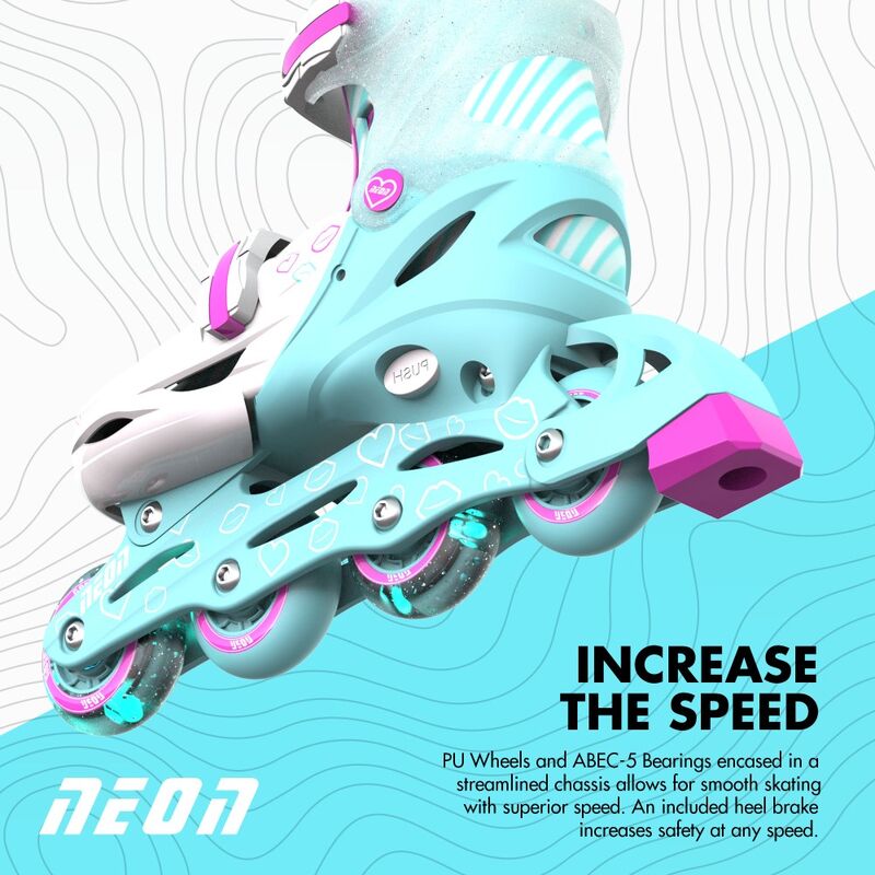 Yvolution - Neon Inline Skates Teal & Pink