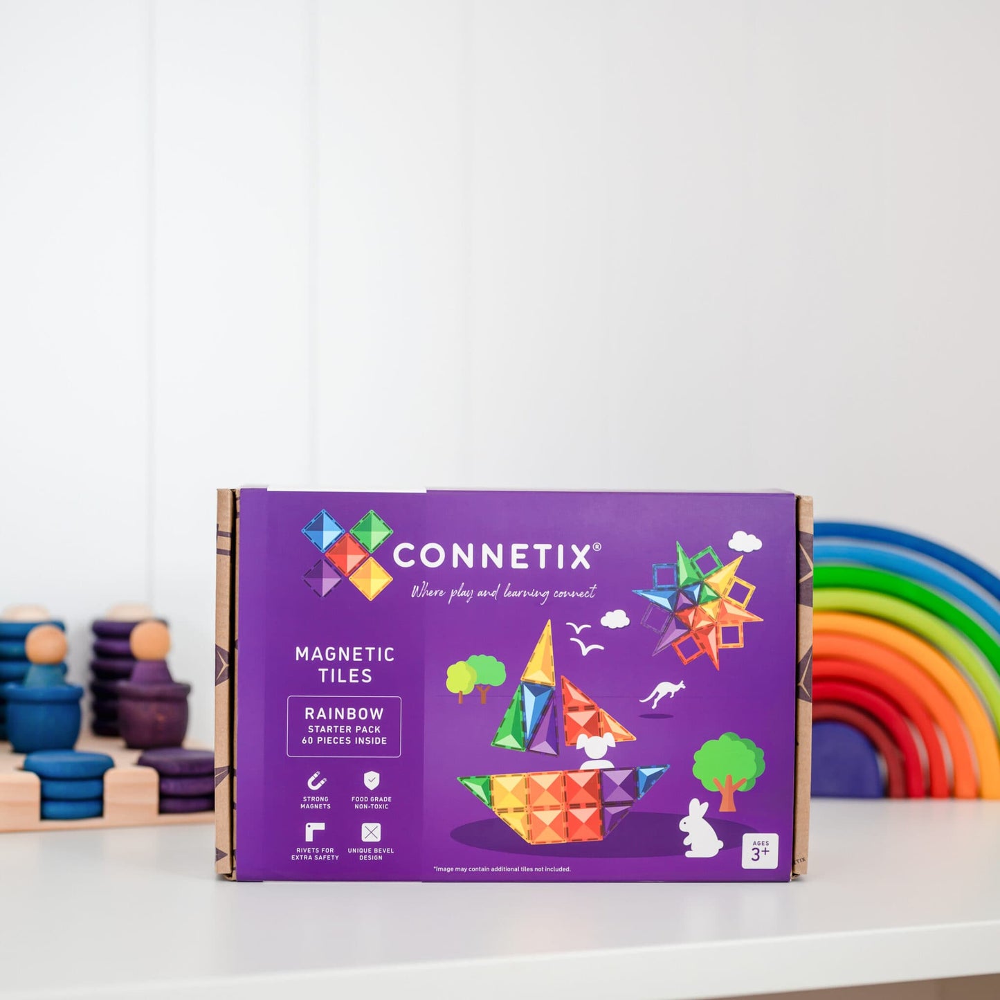 Connetix Tiles 60 Piece Rainbow Starter Pack