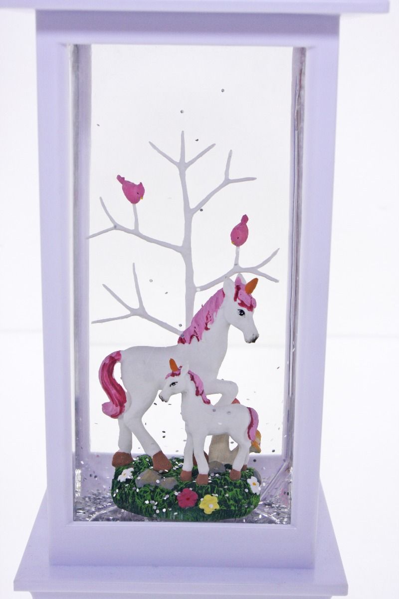 White Lantern with Unicorn & Baby