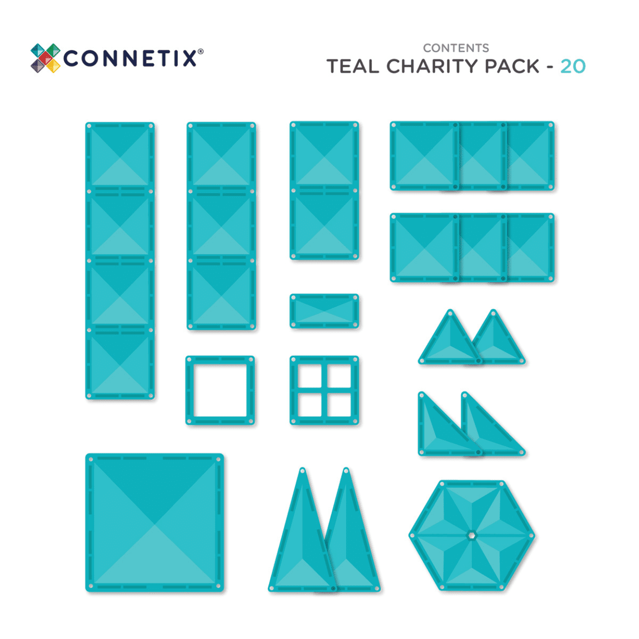 Connetix Tiles 20 Piece Charity Pack Teal