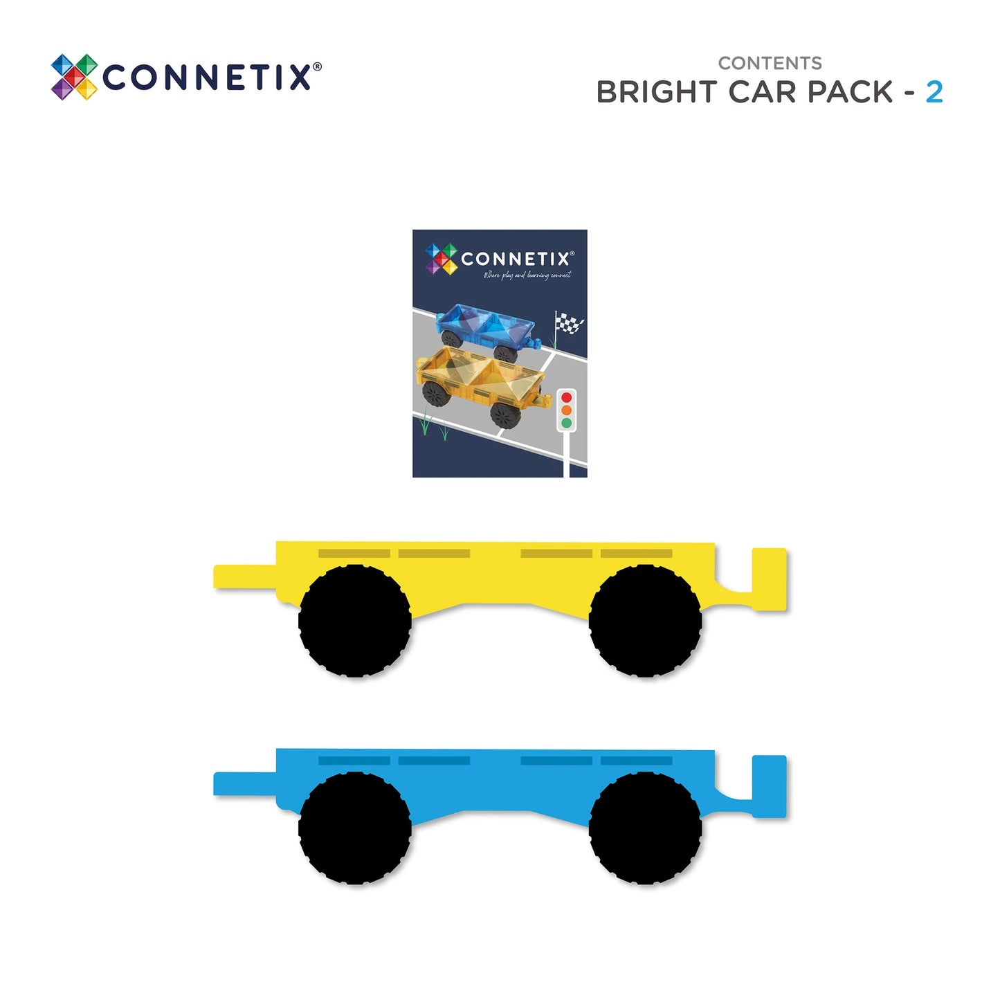 Connetix Tiles 2 Piece Bright Car Pack
