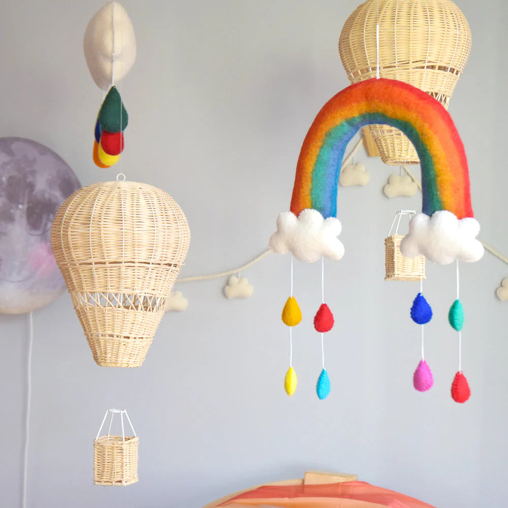 Tara Treasures - Nursery Cot Mobile | Rainbow with Raindrops