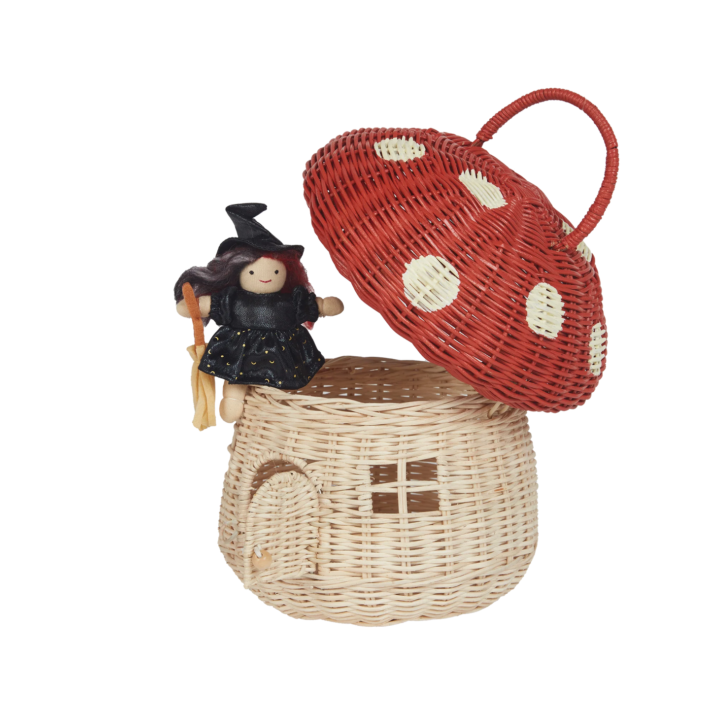 Olli Ella - Rattan Mushroom Basket - Red
