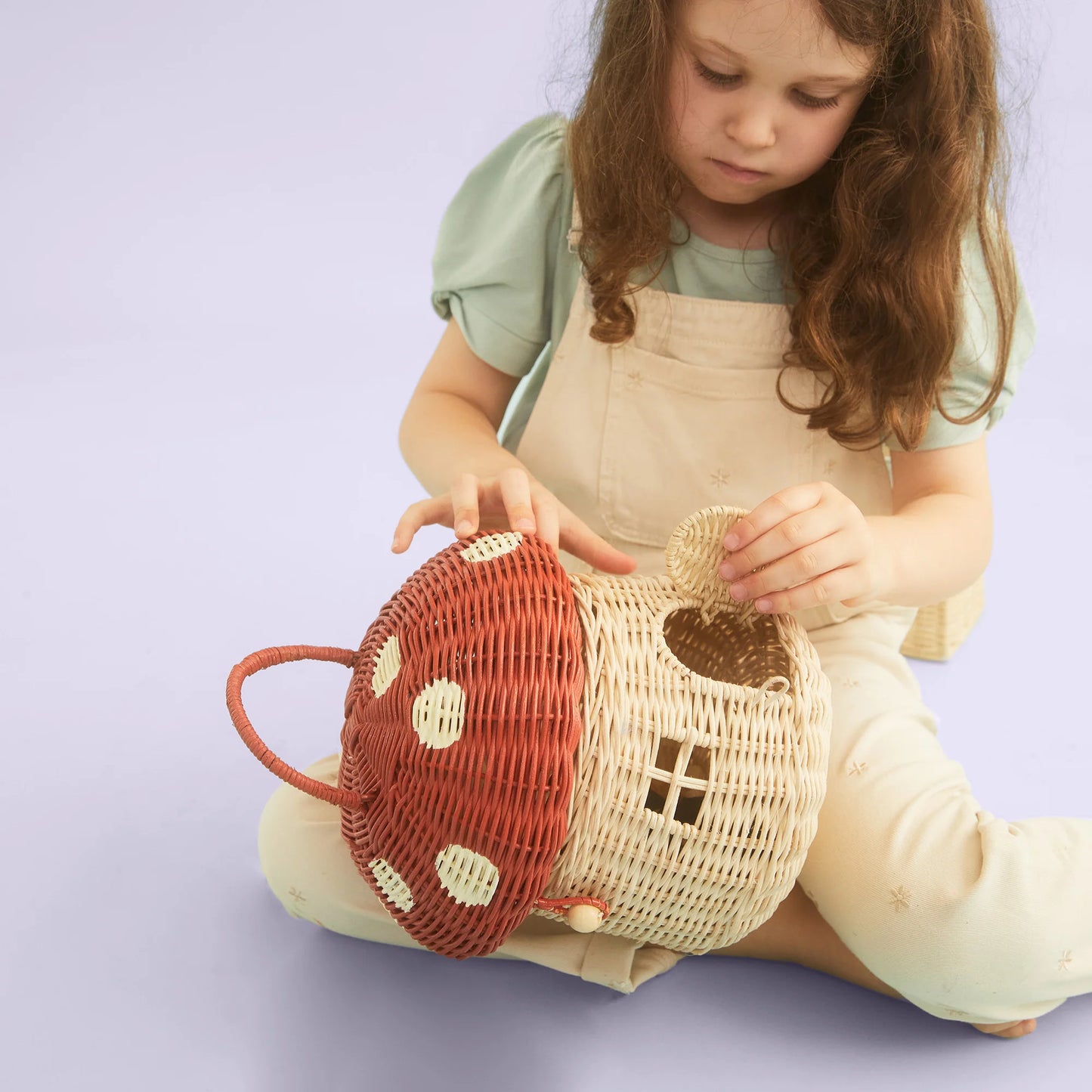 Olli Ella - Rattan Mushroom Basket - Red