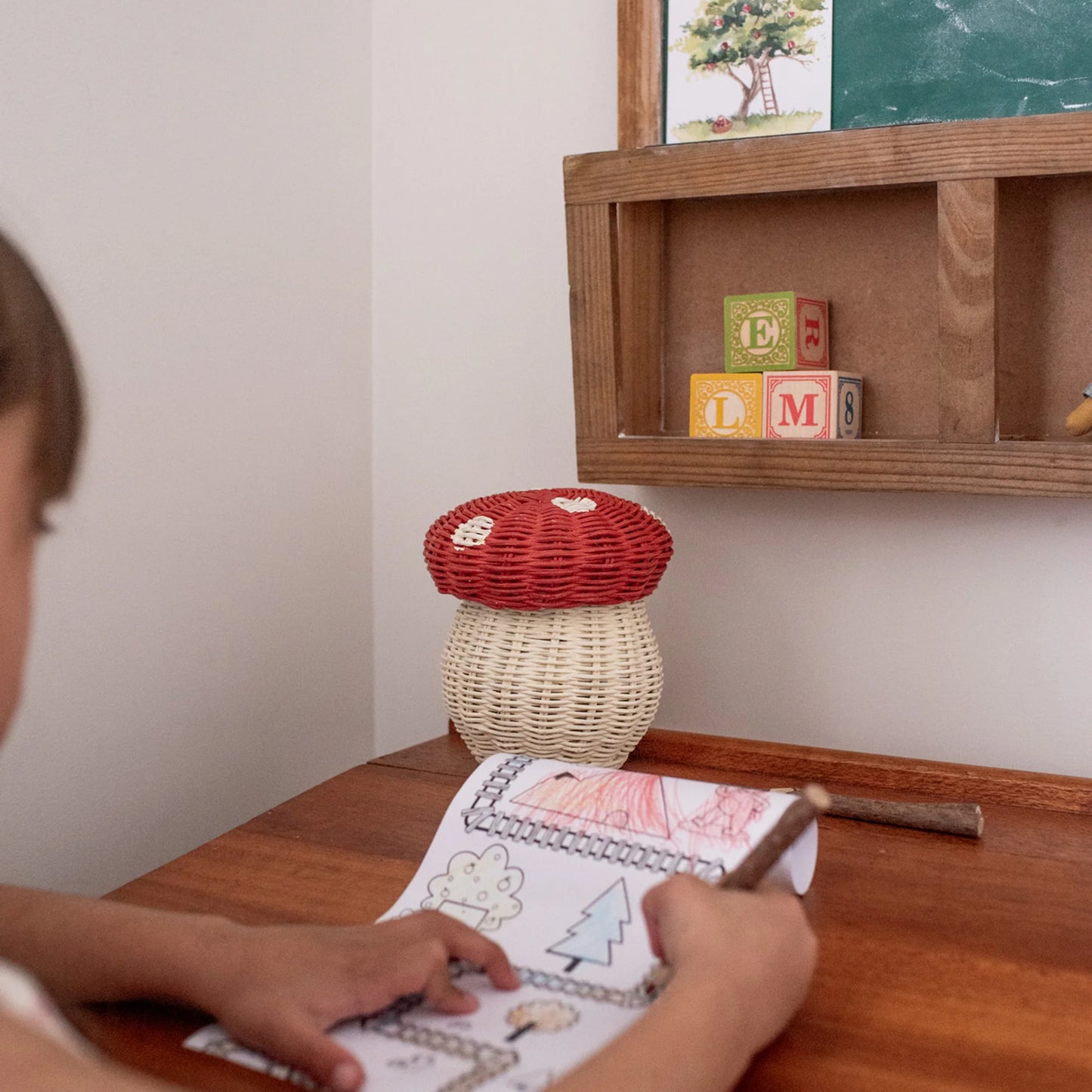 Olli Ella - Rattan Porcini Basket - Red
